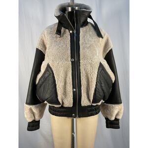Iro 'Hotaro' Black Leather Shearling Jacket Size 38